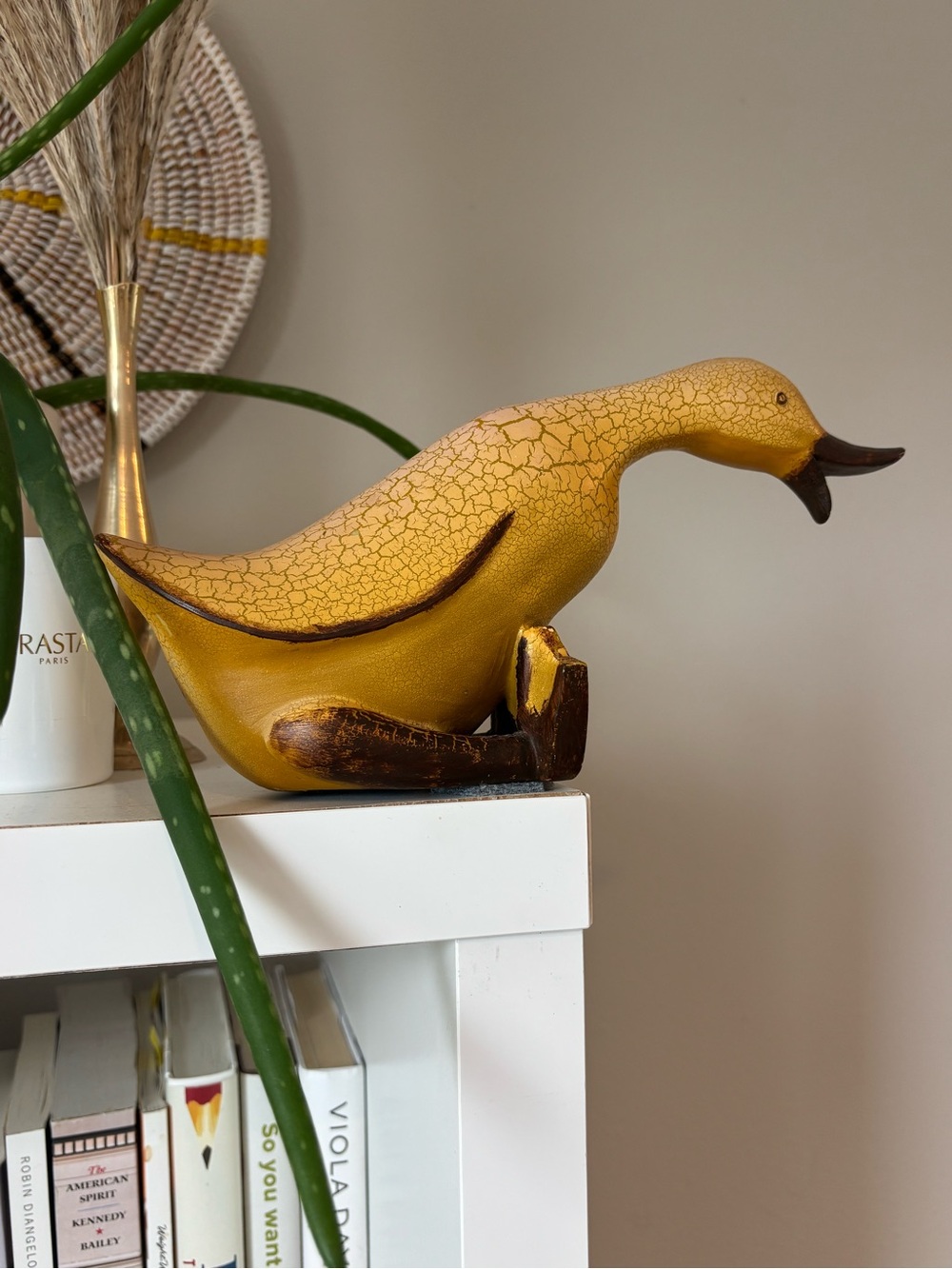 Wood Yellow Duck Figurine Bird Toy - Decorative Pet Accent - Picture 2 of 4